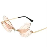 Sunglasses Multicolor Dragonfly Wing Rimless Eyewear Streetwear