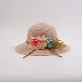 Women Flowers Straw Sunhat Beach Wide Brim Bucket Hat