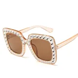 Sunglasses Multicolor Square Imitation Diamond Frame UV Protection Shades