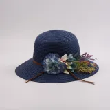 Women Flowers Straw Sunhat Beach Wide Brim Bucket Hat