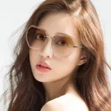 Sunglasses Gradual Polygonal Cutting Lens Frameless UV Protection Retro Shades