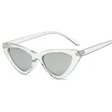 Multicolor White Frame Sunglasses Multicolor Triangle Funny Retro Vintage Narrow Cat Eye Shade With Frame