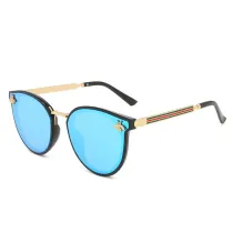 Sunglasses Multicolor Round Bottom Bees Stripe Oversized Sunglasses Retro Flat Top With Frame