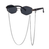 Sunglasses Polygon Metal Chain Irregular Lens Frame Eyewear