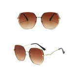 Sunglasses Multicolor Metal Frame V-Type Glasses Legs Oversized Polygon Lens Shades