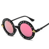 Sunglasses Multicolor Round Bees Sunglasses Retro With Letter Frame