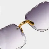 Sunglasses Gradual Square Cutting Lens Frameless UV Protection Retro Shades