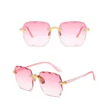 Sunglasses Gradual Square Cutting Lens Frameless UV Protection Retro Shades
