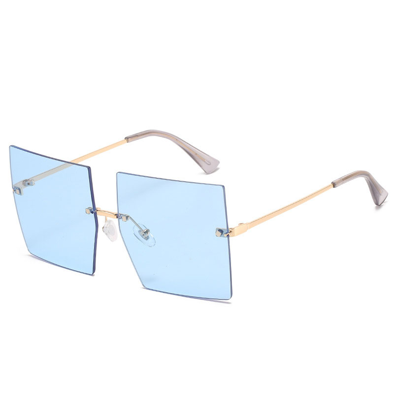Sunglasses Gradual Square Cutting Lens Frameless UV Protection Retro Shades