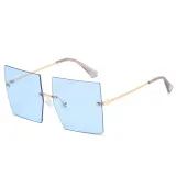 Sunglasses Gradual Square Cutting Lens Frameless UV Protection Retro Shades