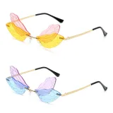 Sunglasses Multicolor Dragonfly Wing Rimless Eyewear Streetwear