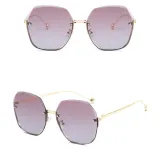 Sunglasses Multicolor Polygon Lens Metal Half Frame Retro Shades