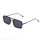 Sunglasses UV Protection Square Tinted Lens Vintage Double Bridge Frame Eyewear