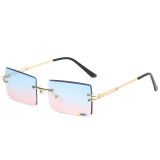 Gradient Sunglasses UV Protection Fashion Square Tinted Lens Vintage Rimless Eyewear