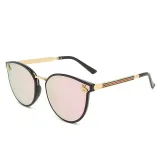 Sunglasses Multicolor Round Bottom Bees Stripe Oversized Sunglasses Retro Flat Top With Frame