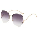 Sunglasses Metal Irregular Butterfly Shape Rimless Lens Wave Shape Arm Eyewear