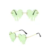 Sunglasses Fashion Heart Shape Tears Design Rimless Wave Eyewear Streetwear