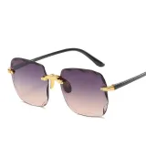 Sunglasses Gradual Square Cutting Lens Frameless UV Protection Retro Shades