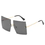 Sunglasses Gradual Square Cutting Lens Frameless UV Protection Retro Shades