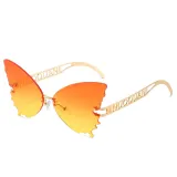 Sunglasses Multicolor Butterfly Rimless Sunglasses Hollow Out Letters Glasses