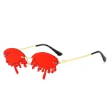 Sunglasses Fashion Tears Flame Design Rimless Wave Eyewear Streetwear