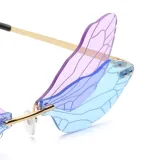 Sunglasses Multicolor Dragonfly Wing Rimless Eyewear Streetwear