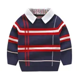 Kids Boys Collar Striped Sweater Knitwear Pullover