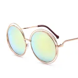 Copy Sunglasses Multicolor Metal Double Circle Wire Frame Oversized Round Sunglasses