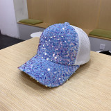 Color Sequined Cap With Mesh Visor Baseball Cap