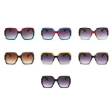 Sunglasses Multicolor Square Cambered Surface Oversized Vintage Flat Top With Frame