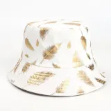Double-Sided Reversible Sunhat Feather Print Bucket Cap