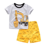 Toddler Kids Boys Excavator T-shirts and Shorts Two-Piece Outfit