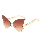 Sunglasses Multicolor Butterfly Rimless Sunglasses Hollow Out Letters Glasses