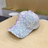 Color Sequined Cap With Mesh Visor Baseball Cap