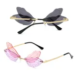 Sunglasses Multicolor Dragonfly Wing Rimless Eyewear Streetwear