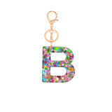 Multicolor Letter A - Z Initial Letter Resin Keychain Accessories