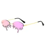 Sunglasses Fashion Tears Flame Design Rimless Wave Eyewear Streetwear