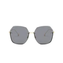 Sunglasses Multicolor Polygon Lens Metal Half Frame Retro Shades
