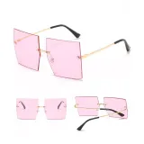 Sunglasses Gradual Square Cutting Lens Frameless UV Protection Retro Shades