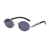 Sunglasses Fashion Round Wood Glasses Legs Tinted Lens Vintage Frame Eyewear