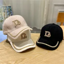 Women Mink Hair D Letter Rhinestone Baseball Cap