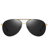 Sunglasses Multicolor Round Bottom Double Bridge Polarization Flat Top With Frame Shades