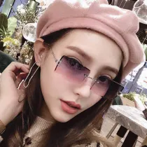 Gradient Sunglasses UV Protection Fashion Square Tinted Lens Vintage Rimless Eyewear