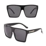 Sunglasses Trendy Cateye Trapezoidal Oversized UV Protection Retro Flat Top With Frame