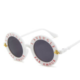 Sunglasses Multicolor Round Bees Sunglasses Retro With Letter Frame