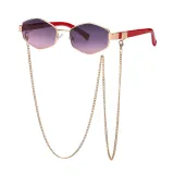 Sunglasses Polygon Metal Chain Irregular Lens Frame Eyewear