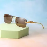 Sunglasses Small Square Lens Metal Leopard Glasses Legs Retro Eyewear