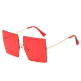 Sunglasses Gradual Square Cutting Lens Frameless UV Protection Retro Shades