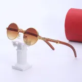 Sunglasses Fashion Round Wood Glasses Legs Tinted Lens Vintage Frame Eyewear
