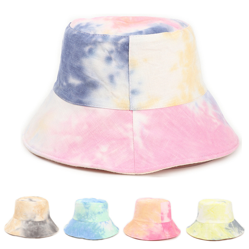 Double-Sided Reversible Colorful Ink Sunhat Tie Dye Bucket Cap